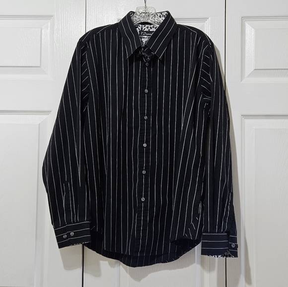 Men's 7 Diamond's Long Sleeve Collared Stripe Shirt - Picture 3 of 4